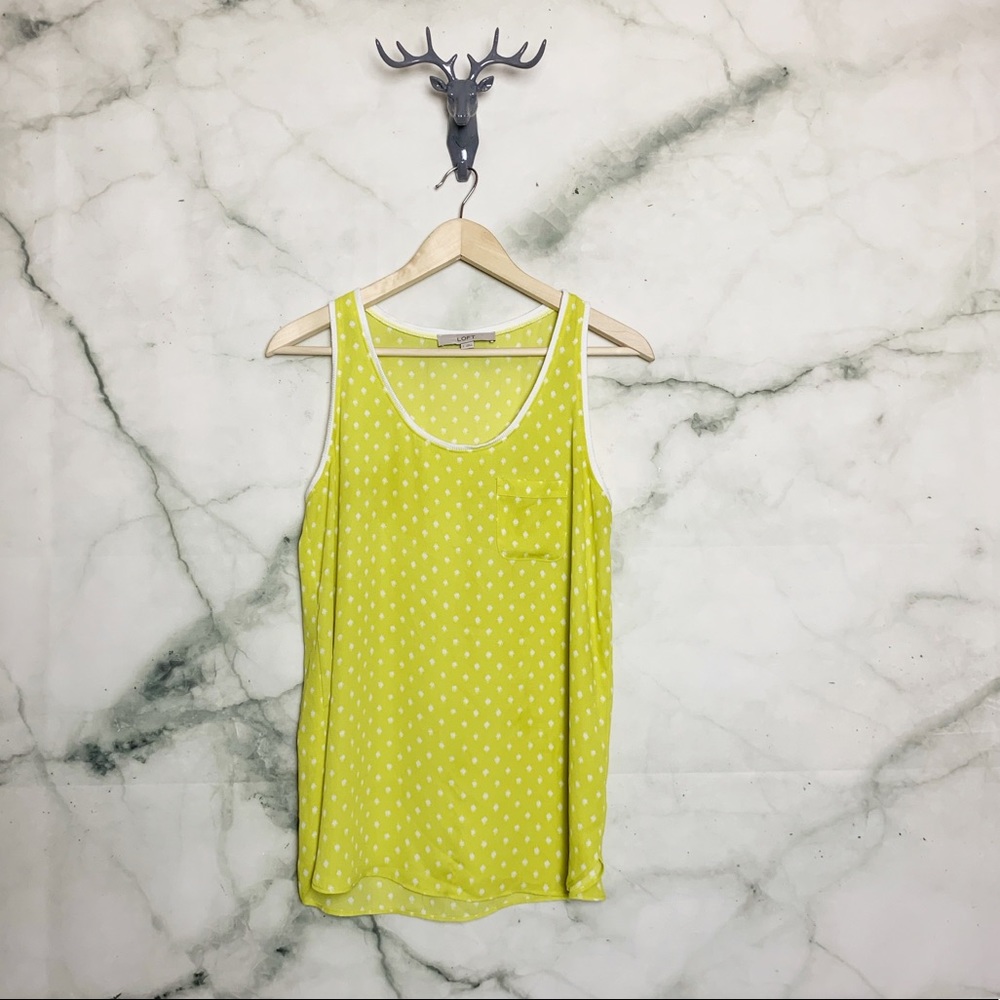 Loft yellow polka dot tank top Size Small